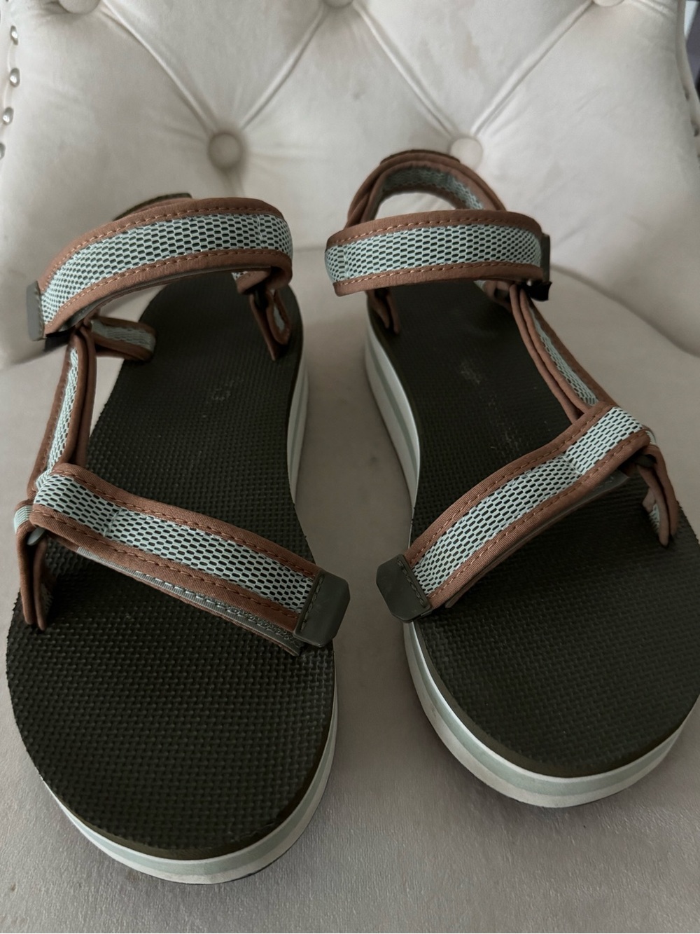 Teva Brown and Light Blue Strappy Sandals